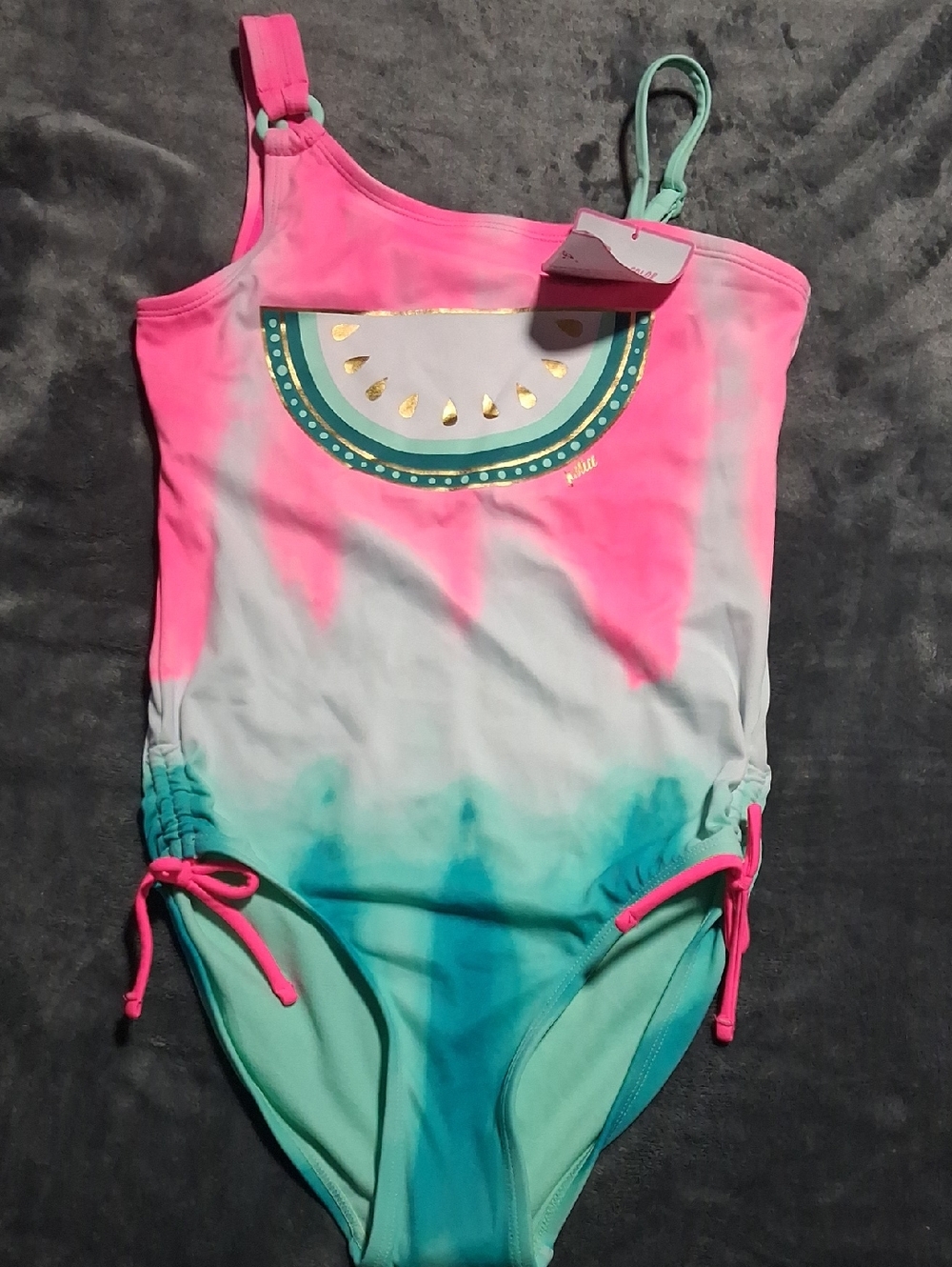 Justice Girls Color-Changing Tie-Dye Watermelon Swimsuit Changes Color In Sun